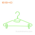 Cintre en plastique de vente chaude d&#39;EISHO avec des agrafes